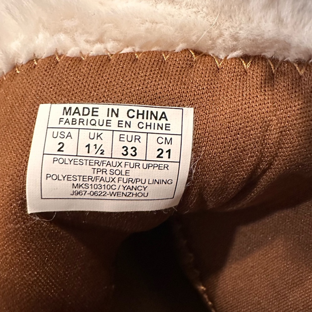 Michael Kors Girls Tan Suede Fur Boots Size 2 - Picture 5 of 5